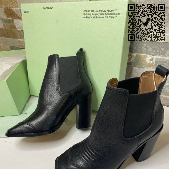 OFF-WHITE HIGH HEEL COWBOY Ankle Boots - Picture 1 of 15